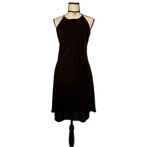 Onyx Nite Black Crisscross Back Slip Dress | Size 10